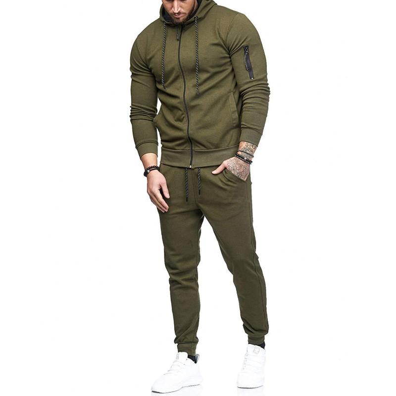 Men's Casual Sports Hooded Sweatshirt and Sweatpants Set 30695619F