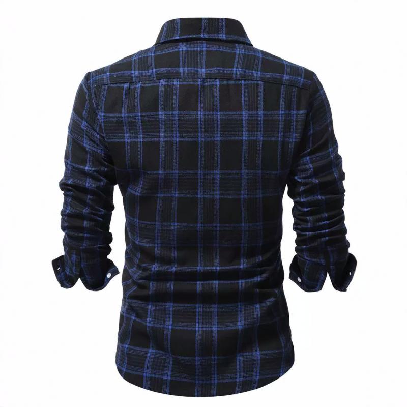 Men's Casual Brushed Plaid Long Sleeve Shirt 61107633Y