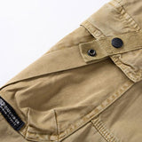 Men's Casual Washed Cotton Slim Fit Multi-Pocket Cargo Pants 02027158M