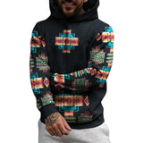 Men's Retro Casual Ethnic Style Geometric Print Hoodie 03124023TO