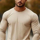 Men's Casual Comfortable Slim Fit Round NeckLong Sleeve T-shirt 38981585K