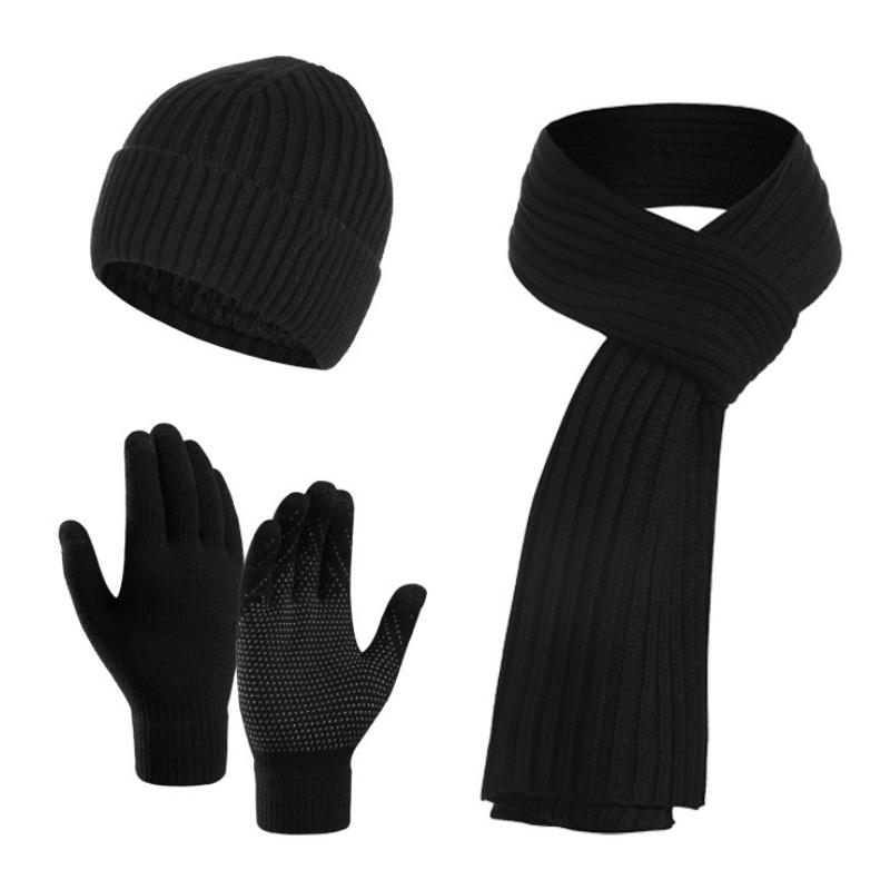 Conjunto de tres piezas de gorro, guantes y bufanda para hombre, práctico y versátil 88636826F