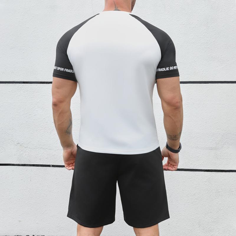 Men's Colorblock Round Neck Short Sleeve T-shirt Shorts Sports Set 77899322Z