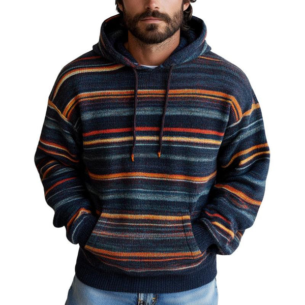 Men's Multicolor Line Knit Hoodie 06819063U