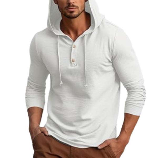 Men's Casual Solid Color Slim Fit Long Sleeve Hooded T-Shirt 98980320M