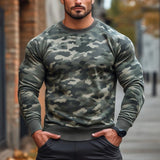 Men's Classic Casual Slim Fit Camouflage Crew Neck Sweatshirt 18193961K