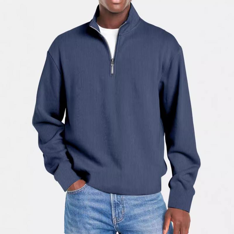 Men's Casual Half Zip Stand Collar Loose Pullover Sweatshirt 86549519M