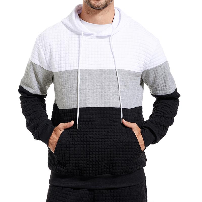 Men's Color Block Pocket Long Sleeve Casual Hoodie 14394300Z