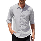 Men's Striped Lapel Long Sleeve Casual Shirt 25817103Z