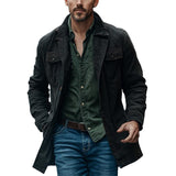 Men's Notched Lapel Washed Denim Mid-length Coat 18909043U