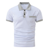 Men's Color Block Short Sleeve Casual Polo Shirt 75540527Z