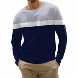 Men's Retro Casual Round Neck Printed Long Sleeve T-Shirt 23211911TO