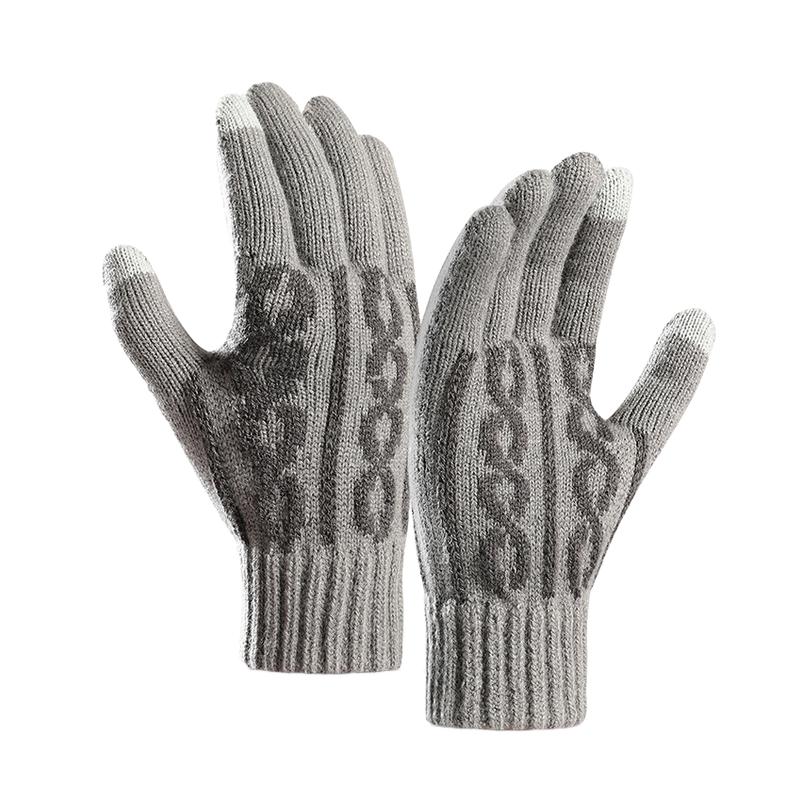 Vintage Men's Solid Color Thick Knitted Gloves 53677647TO