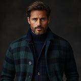 Men's Retro Christmas Plaid Lapel Single-Breasted Knitted Cardigan 49509490Y