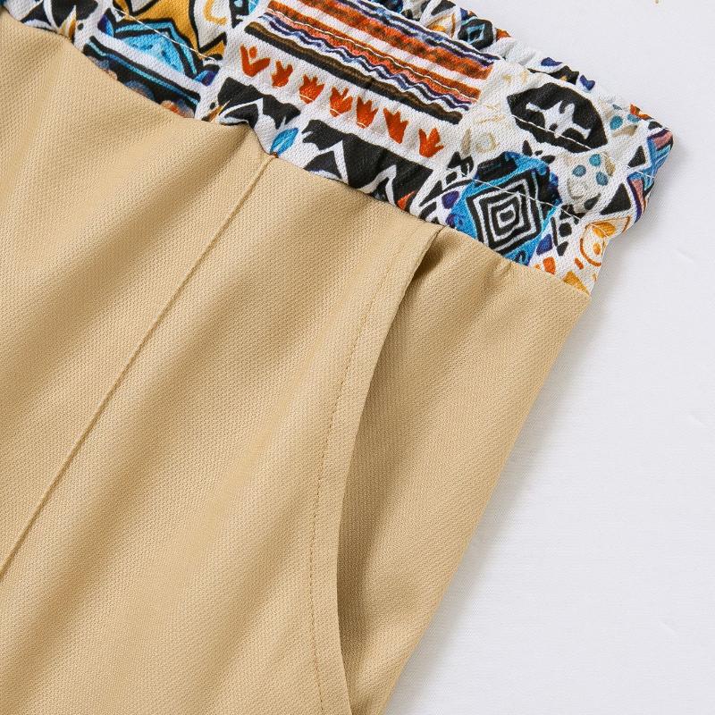 Men's Printed Colorblock Short-Sleeved Polo Shirt And Shorts Set 78084169Y