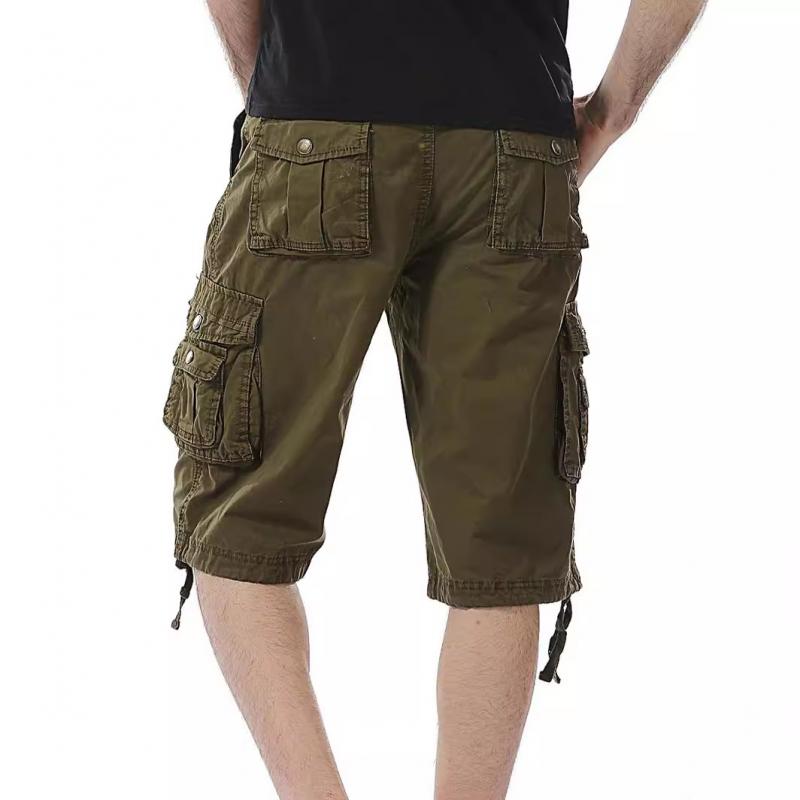 Men's Loose Solid Color Cargo Multi-Pocket Shorts 33026144Y
