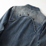 Men's Motorcycle Vintage Denim Jacket 28212108Y