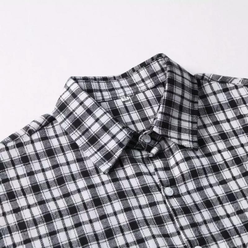 Men's Casual Brushed Plaid Long Sleeve Shirt 82349233Y