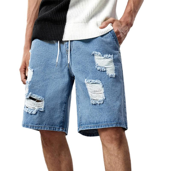 Men's Vintage Ripped Denim Shorts 93853381Y