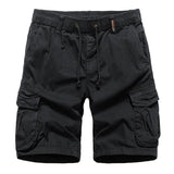 Men's Solid Color Multi-pocket Elastic Waist Cargo Shorts 92255351Z