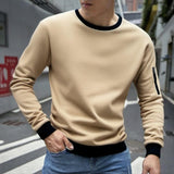 Men's Colorblock Polar Fleece Round Neck Long Sleeve Outdoor Casual Sweatshirt 17641777Z