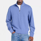 Men's Casual Half Zip Stand Collar Loose Pullover Sweatshirt 86549519M