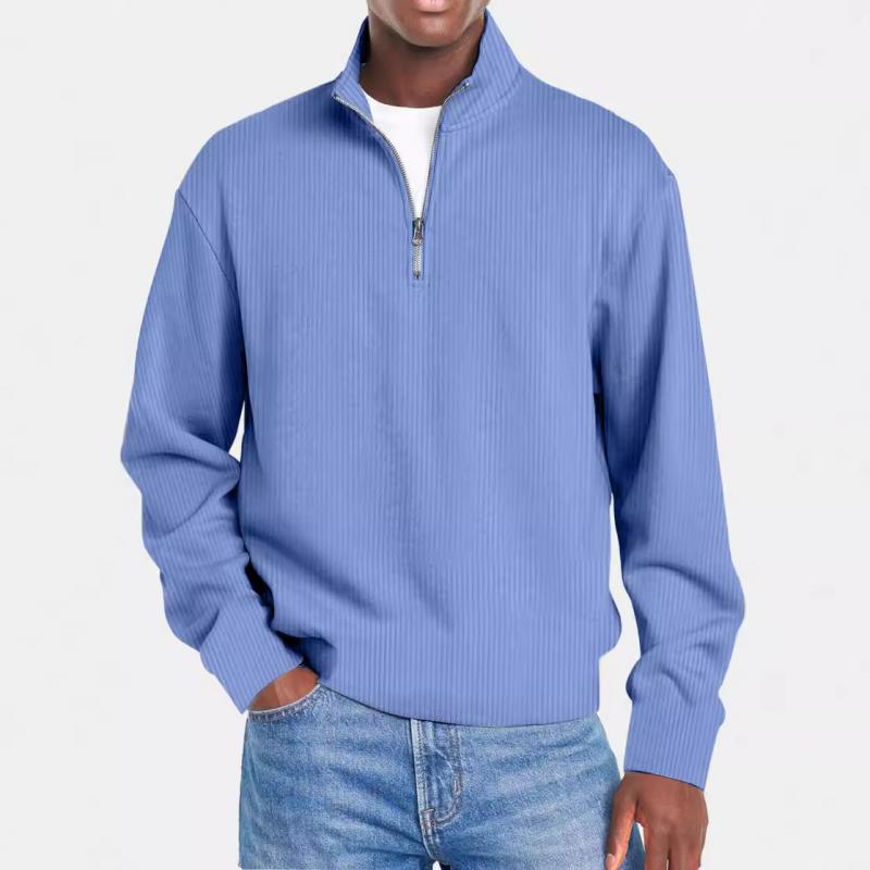 Men's Casual Half Zip Stand Collar Loose Pullover Sweatshirt 86549519M