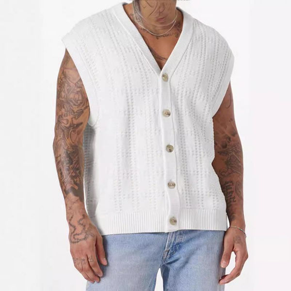 Men's Solid Color Loose Sleeveless Knitted Vest 85591341Y