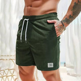 Men's Solid Color Corduroy Elastic Waist Straight Casual Shorts 77507486Z
