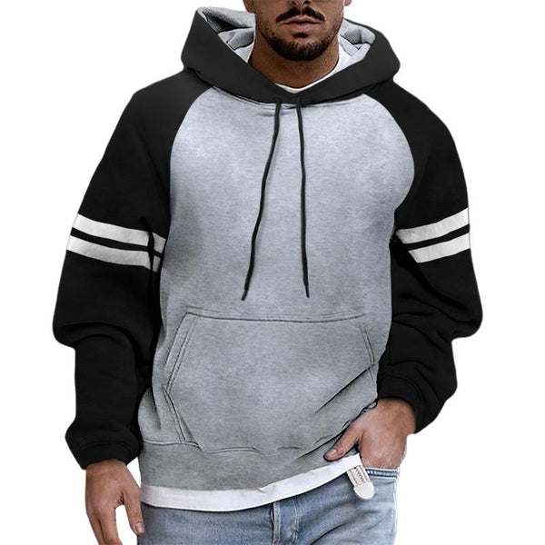 Men's Casual Striped Colorblock Hooded Sweatshirt 85390729TO