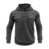 Men's Casual Solid Color Flap Pocket Pullover Hoodie 59001786M