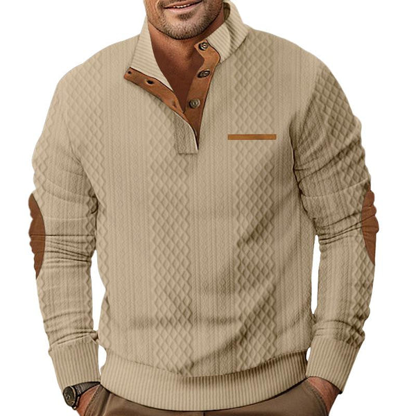 Men's Outdoor Jacquard Casual Stand Collar Long Sleeve Sweatshirt 50047325X