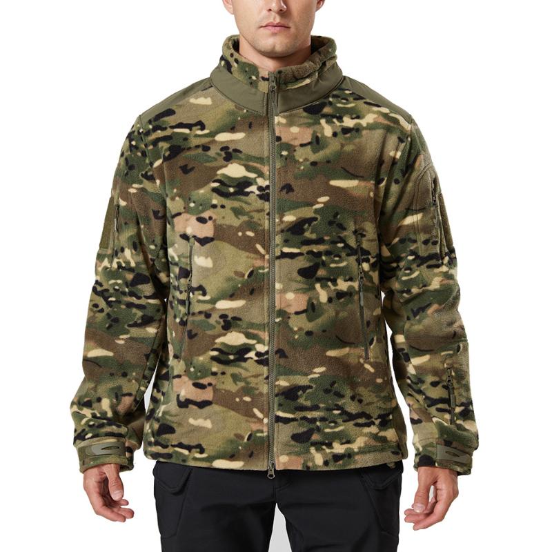 Men's Stand Collar Outdoor Sports Camouflage Fleece Jacket 97630856F