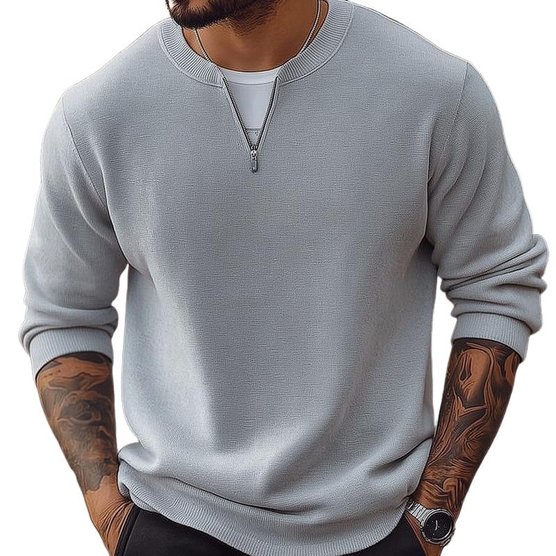 Men's Fashion Solid Color Round Neck Long Sleeve Casual Sweatshirt 44210486Z