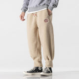 Men's Fleece Plush Solid Color Elastic Waist Casual Pants 09399028Z