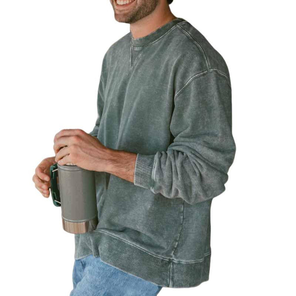 Men's Solid Color Round Neck Long Sleeve Casual Sweatshirt 81916916Z