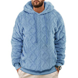 Men's Casual Solid Color Woven Plush Warm Hooded Sweatshirt 72865635Y