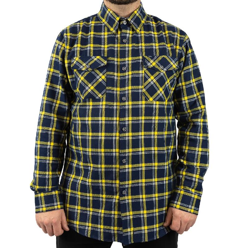 Men's Vintage Yellow Plaid Lapel Long Sleeve Shirt 01329292F