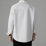 Men's Solid Breast Pocket  Lapel Long Sleeve Casual Shirt 78771662Z