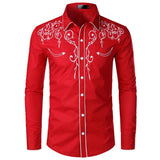 Men's Western Style Embroidered Lapel Long Sleeve Casual Shirt 23354765Z