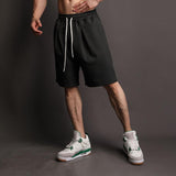 Men's Solid Color Cotton Straight Elastic Waist Sports Fitness Shorts 92874127Z