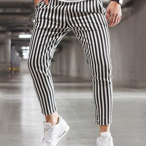 Men's Casual Striped Straight Pants 64813694Y