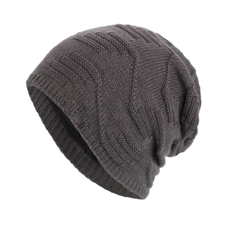 Men's Vintage Plush Lined Warm Knitted Hat 44555393Y