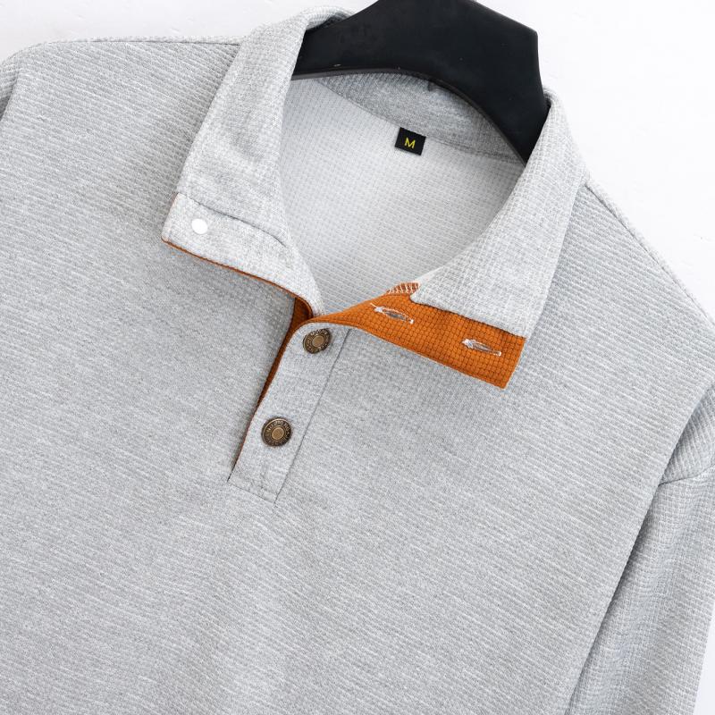 Men's Casual Stand Collar Waffle Long Sleeve Sweatshirt 01828022Y