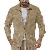 Men's Solid Plaid Lapel Single Breasted Casual Shirt 68656688Z