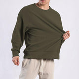 Men's Solid Color Waffle Round Neck Long Sleeve Sweatshirt 83359660Z