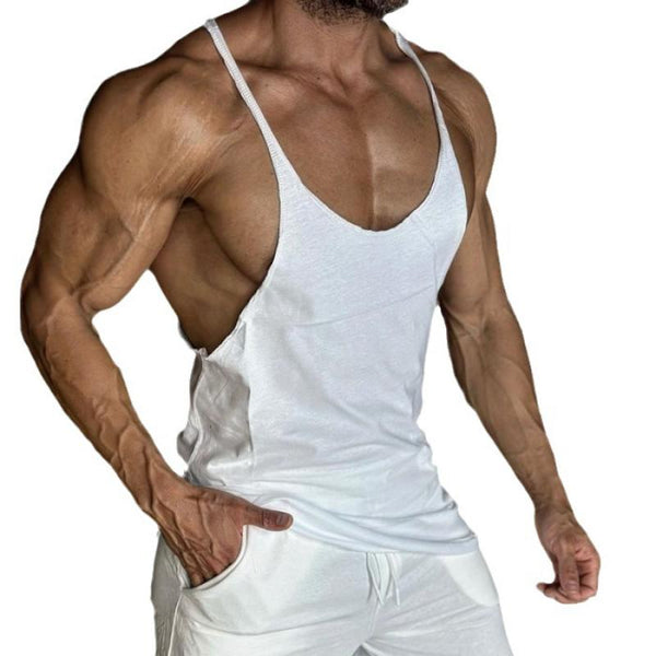 Men's Solid Color Loose Sleeveless Sports Fitness Tank Top 72708393Z