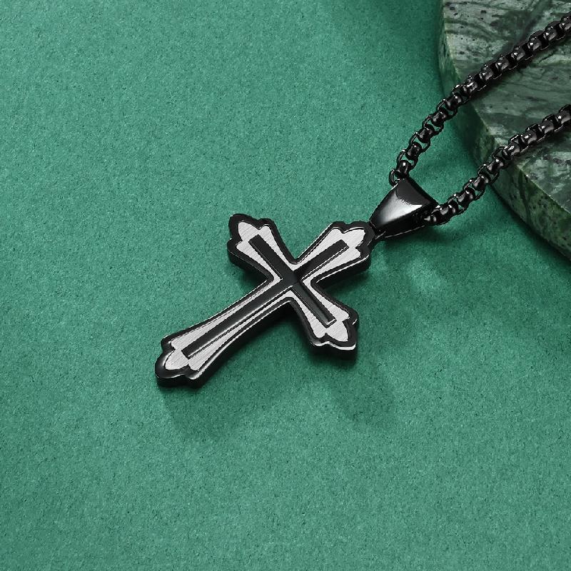 Retro Casual Color Matching Cross Necklace 27329294TO