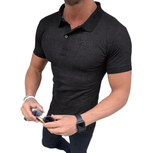 Men's Casual Retro Solid Color Printed Polo Shirt 03953347TO