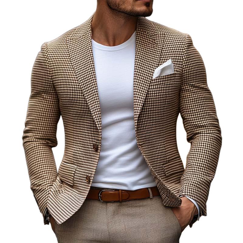 Men's Casual Single-breasted Houndstooth Slim-fit Blazer 20255217K